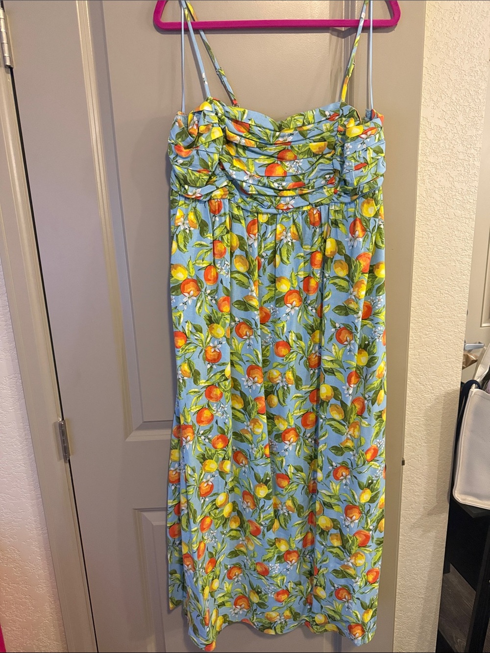 Blue Citrus Print Maxi Dress